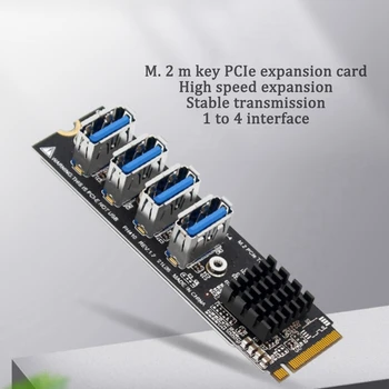6X M.2 M-Key Pcie Expansion Cards M.2 - PCI-E X1 4-портовый адаптер расширения видеокарты USB3.0 ASM1184E адаптер M.2