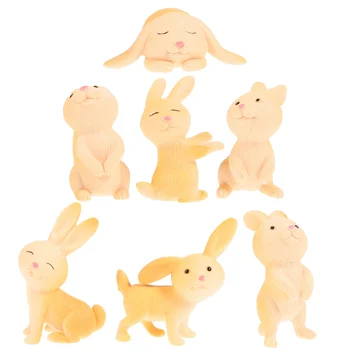 7 Фигурки кроликов Миниатюрное украшение кролика Фигурки кролика для ландшафтного бонсай Украшение сада (смешанный стиль)