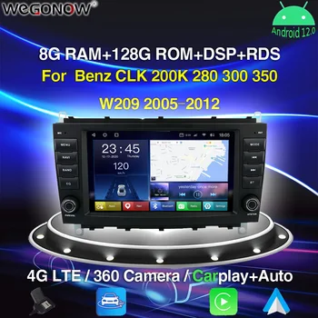 720P Carplay 8'' Android 12.0 6G + 128G Автомобильный DVD-плеер Авторадио GPS навигация Для радио Benz CLK 200K 280 300 350 W209 2005-2012