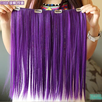 9 цветов Синтетические волосы Прямая заколка в наращивании волос Фиолетовый белый косплей Шиньон Rainbow Extenciones de Cabello