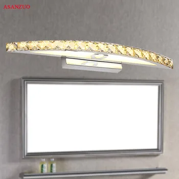 AC110V220V Светодиодный зеркальный светильник для ванной комнаты Хрусталь из нержавеющей стали Настенные светильники Лампы для макияжа Светильники для ванной комнаты 44см/54см