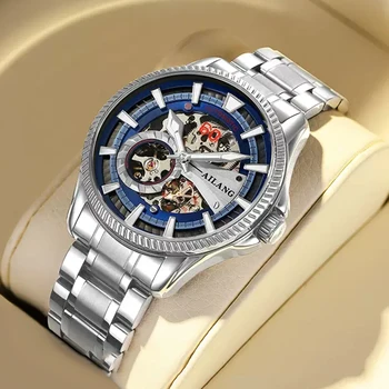 AILANG Мужские часы Топ-бренд Роскошные механические часы для мужчин Водонепроницаемые светящиеся модные наручные часы-скелетоны из нержавеющей стали