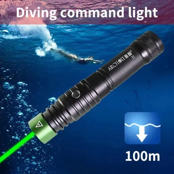 ARCHON J1 тренировочный фонарь для дайвинга Команда погружений зеленый лучевой фонарик Под водой 100 м Мощный тактический фонарик для инструкторов с зеленым лучом