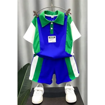  Boy Baby Sets Повседневная одежда 2 шт. Летние наряды Топы с короткими рукавами + Short New Fashion Детский костюм для детей 2-10 лет