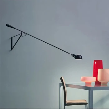 BREFILI Настенный светильник с длинным стержнем, промышленный светильник, светодиодный регулируемый черный треугольный настенный светильник с длинным рукавом для спальни, столовой