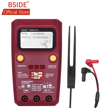 BSIDE Цифровой транзистор ESR02 PRO Тестер SMD Компоненты Диодный триодный резистор Конденсатор Индуктивный измеритель Мультиметр с пинцетом