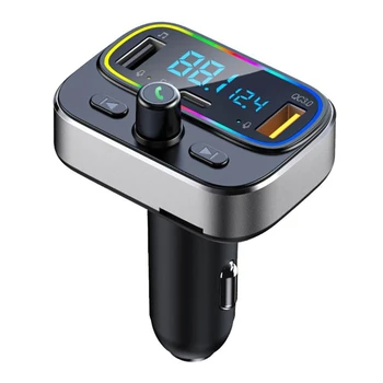 BT66 Автомобильный FM-передатчик Bluetooth 5.0 MP3 Аудиоплеер QC3.0 Двойной USB+PD Быстрое зарядное устройство Беспроводная гарнитура Автомобильный комплект Адаптер