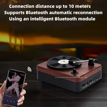Caixa de som ретро деревянный Bluetooth-динамик настольный беспроводной беспроводной креативный небольшой динамик граммофон виниловая пластинка звуковая система