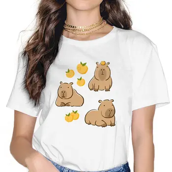 Capybara Животное Женская футболка Yuzu Женские топы Полиэстер Harajuku Kawaii Y2k Футболки Женская футболка