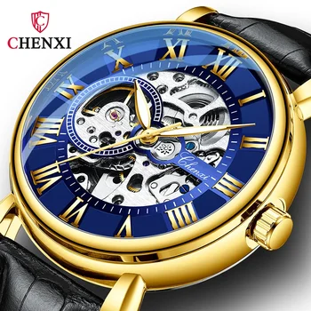 Chenxi Механические часы Мужская мода Классические часы Romal Мужчины Скелетон Автоматические механические наручные часы Мужские часы Лучшие подарки