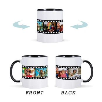  Custom Film Reel Photo Collage Mug Отличная идея подарка для семьи Керамические кофейные кружки с молоком Персонализированный подарок на день рождения для него