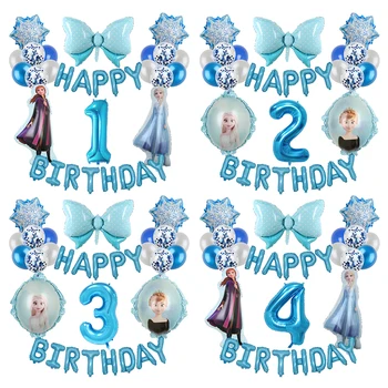 Disney Frozen День Рождения Тема Воздушные Шары Украшение Набор Номер Воздушные Шары 1-9 Лет Дети День Рождения Декор Принадлежности Подарок Для Девочек