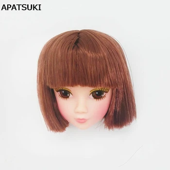 DIY Детская игрушечная кукла Голова для 11,5-дюймовых кукол с коричневыми короткими волосами Аксессуары для куклы БЖД для кукольного домика 1/6 БЖД