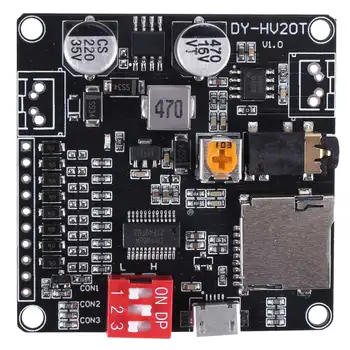 DY-HV20T Блок питания 12 В / 24 В10 Вт / 20 Вт Модуль воспроизведения голоса с поддержкой карты Micro-SD MP3 музыкальный плеер для Arduino