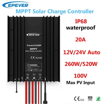 EPEVER 20A MPPT Солнечный контроллер заряда 12V24V Auto MaxPV 100V Водонепроницаемая поддержка Свинцово-кислотная и литиевая батарея