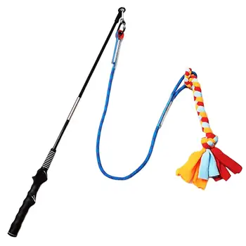 Flirt Pole для собак с флисовой веревкой Веревочный трос для маленьких и средних собак Скука Сверхмощная веревочная игрушка для перетягивания каната для упражнений на открытом воздухе