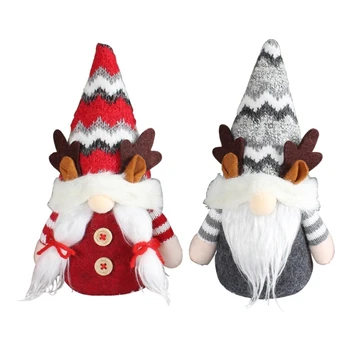 H7EA Праздничная безликая плюшевая игрушка с рождественской шапкой из оленьих рогов, идея рождественского подарка