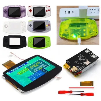 Hispeedido Drop in GBA IPS V5 LCD Screen Shell Kit с перезаряжаемой встроенной литиевой батареей 1800 мАч для GameBoy Advance