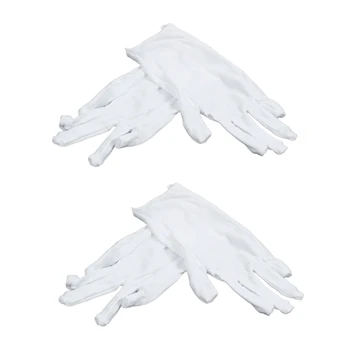 Hot-2X Белые хлопчатобумажные перчатки Антистатические перчатки Защитные перчатки для работников по дому