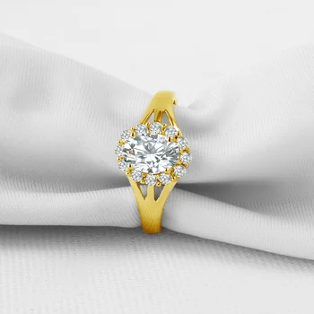IOGOU Обручальное кольцо с раздельным хвостовиком 10-каратное твердое золото Роскошные ювелирные изделия овальной огранки 5 * 7 мм D/VVS1 Обручальные кольца из муассанита для женщин