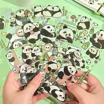 Kawaii Panda Aesthetic Cute Cartoon Label Самоклеящиеся наклейки для Рождества Хэллоуин Украшение вечеринки Альбом для вырезок Искусство Ремесла