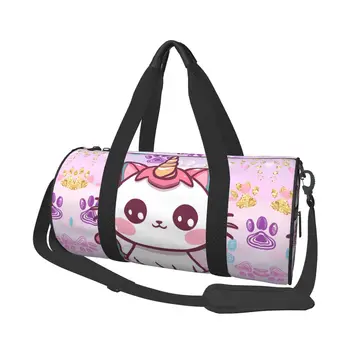 Kawaii Unicorn Cat Спортивная сумка Портативные спортивные сумки для животных Большие дорожные тренировки Дизайнерская сумка Симпатичная сумка для фитнеса для мужчин и женщин