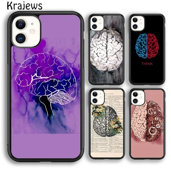 Krajews Anatomy Brain Soft Чехол для телефона для iPhone 15 SE2020 14 6 7 8 plus XS XR 11 12 mini 13 pro max coque Shell Fundas