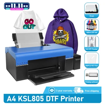L805 DTF Принтер Машина для печати футболок формата A4 в комплекте с духовкой непосредственно на пленку DTF Трансферный принтер для футболок A4 DTF Принтер