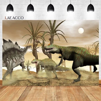 Laeacco Мир динозавров Фото Животное Фон 3D Дино Тропическая пустыня Мальчики День Рождения Baby Shower Портрет Фотография Фон