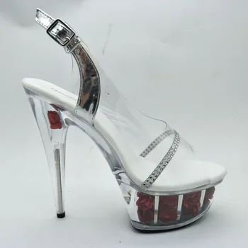 LAIJIANJINXIA Новый 15 см / 6 дюймов ПВХ Верхняя модель Сексуальная экзотическая платформа на высоком каблуке Вечеринка Женские сандалии Pole Dance Shoes K180