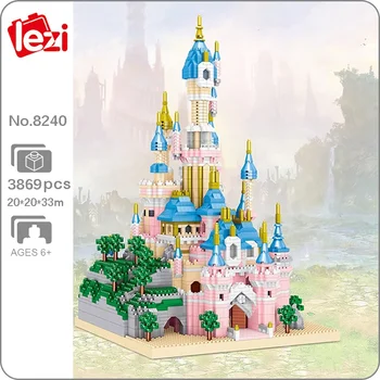 Lezi 8240 Мировая архитектура Парижская мечта Замок Дворец Башня Сад Мини Алмазные блоки Кирпичи Строительная игрушка для детей Без коробки