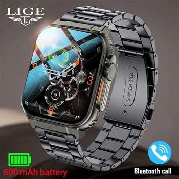 LIGE Новые умные часы 600 мАч Ультра Часы Мужские Bluetooth-звонок TWS Местная музыка Спортивные часы 2,0-дюймовые IP68 Водонепроницаемые ультра умные часы