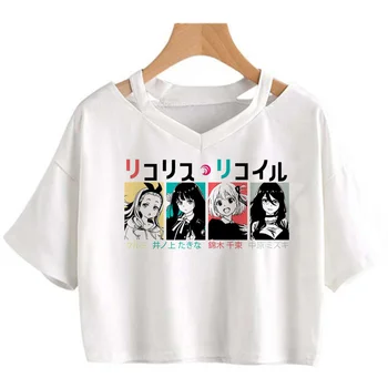 lycoris recoil футболка женская эстетика Корея tumblr кавайная футболка одежда эстетическая белая футболка