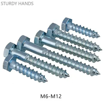 M6 M8 M10 M12 Углеродистая сталь Самонарезающий винт с шестигранной головкой Внешняя шестигранная головка Колпачок для деревообработки Винты Аппаратные инструменты Крепеж