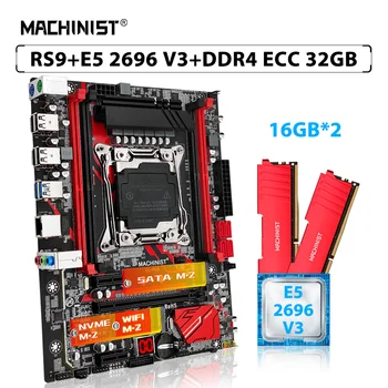 MACHINIST X99 RS9 Материнская плата Комплект LGA 2011-3 Xeon E5 2696 V3 Процессор DDR4 32 ГБ = 2 шт. * 16 ГБ ECC ОЗУ Память SATA M.2 NVME