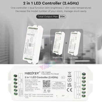Miboxer 20 A Высокоточный выход 2/3 в 1 Контроллер светодиодной ленты 12 В 24 В одноцветный / двойной белый / RGB / RGBW / RGB CCT Диммер для световой ленты