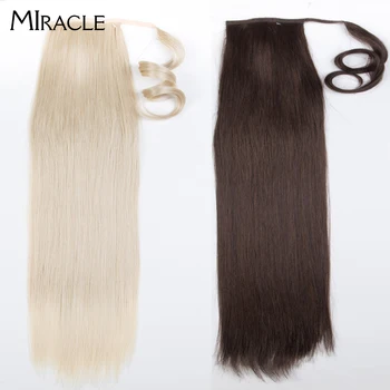 MIRACLE Синтетический длинный прямой зажим для наращивания волос в хвосте омбре 32-дюймовый термостойкий хвост пони искусственные волосы