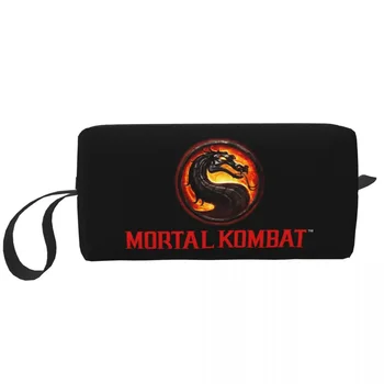 Mortal Kombat Logo Сумка для туалетных принадлежностей Sub Zero Scorpion Файтинг Гейм Макияж Косметический органайзер Женская красота Хранение Dopp Kit Чехол
