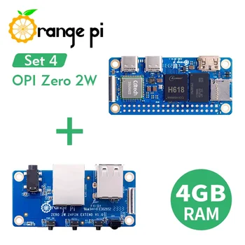 Orange Pi Zero 2 Вт 4G + Плата расширения,DDR4 Allwinner H618 Orange Pi Zero 2 Вт WiFi + BT BLE SBC Одноплатный компьютер Zero2W Мини-ПК