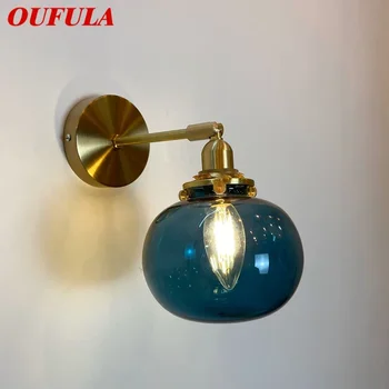 OUFULA Nordic Латунный настенный светильник Прикроватная лампа для гостиной и спальни Современный настенный светильник для коридора в прихожей