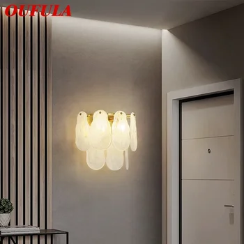 OUFULA Современный латунный настенный светильник Роскошная прикроватная лампа для гостиной и спальни Настенный светильник для коридора прихожей в стиле ретро