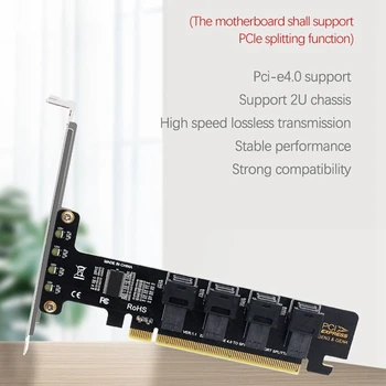 PCI-E X16 до 4 портов U.2 NVME SFF-8643 Карта расширения Высокоскоростные сплит-карты PCIE 4.0 Светодиодный индикатор для шасси 2U