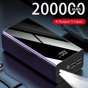 Power Bank 200000mAh Портативная быстрая зарядка PowerBank 100000 мАч 4 USB PoverBank Внешнее зарядное устройство для Xiaomi Mi 9 iPhone