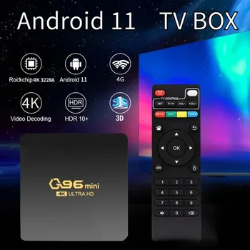 Q96 Мини-телевизор Android 11.0 WiFi 2.4G HD 4K 3D 8 ГБ 128 ГБ Rockchip RK3228A Четырехъядерный VS X96 Mini TV Box Медиаплеер iptv