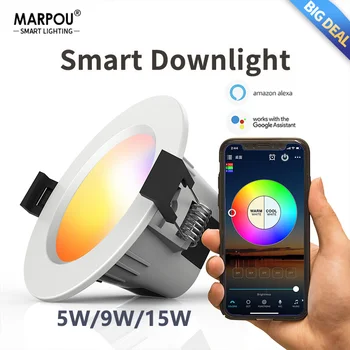 RGB Smart Downlight Светодиодные ночники Украшение интерьера дома Приложение Bluetooth / Голосовое управление с Alexa Google Спальня Гостиная