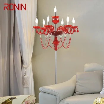 RONIN Европейский красный стиль Хрустальный торшер Роскошный отель Бальный зал Свадебная свеча Украшение Лампа Гостиная Спальня Вилла