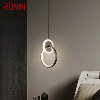 RONIN Современная черная медная люстра LED 3 цвета Креативный декоративный подвесной светильник для домашней спальни