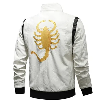 Ryan Gosling Drive Куртка Мужская зимняя кожаная куртка Bomber Мужская куртка с капюшоном Scorpion Embroidery Куртка с капюшоном PU Кожаная мотоциклетная куртка