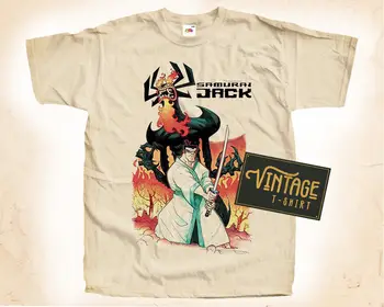 Samurai Jack Винтажная футболка натурального цвета для мужчин Женский размер S-5XL