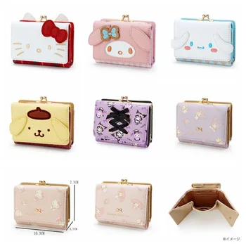 Sanrio Hello Kitty Pocketbook My Melody KT Cat Cinnamon Roll Pringle Kuromi PU кожаный кошелек Симпатичная складная сумка для карт Женский Walle